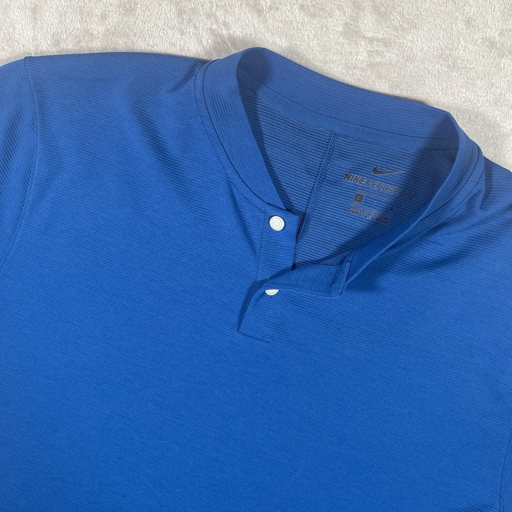 Nike AeroReact Tiger Woods Vapor Blue Blade Collar Polo Mens L Performance